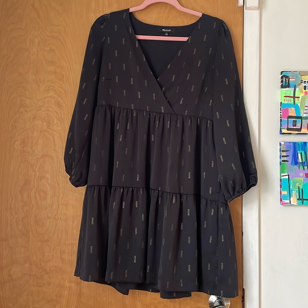 Madewell tiered quarter sleeve v-neck dress